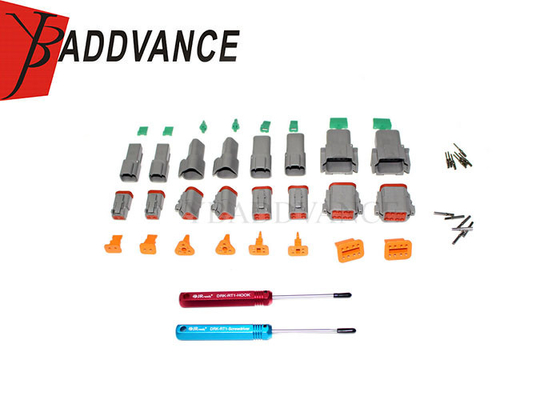 1 Set of (2+3+4+6+8+12) Pins Deutsch DT Series Connector Kits Solid Contacts With Removal Pin Tools